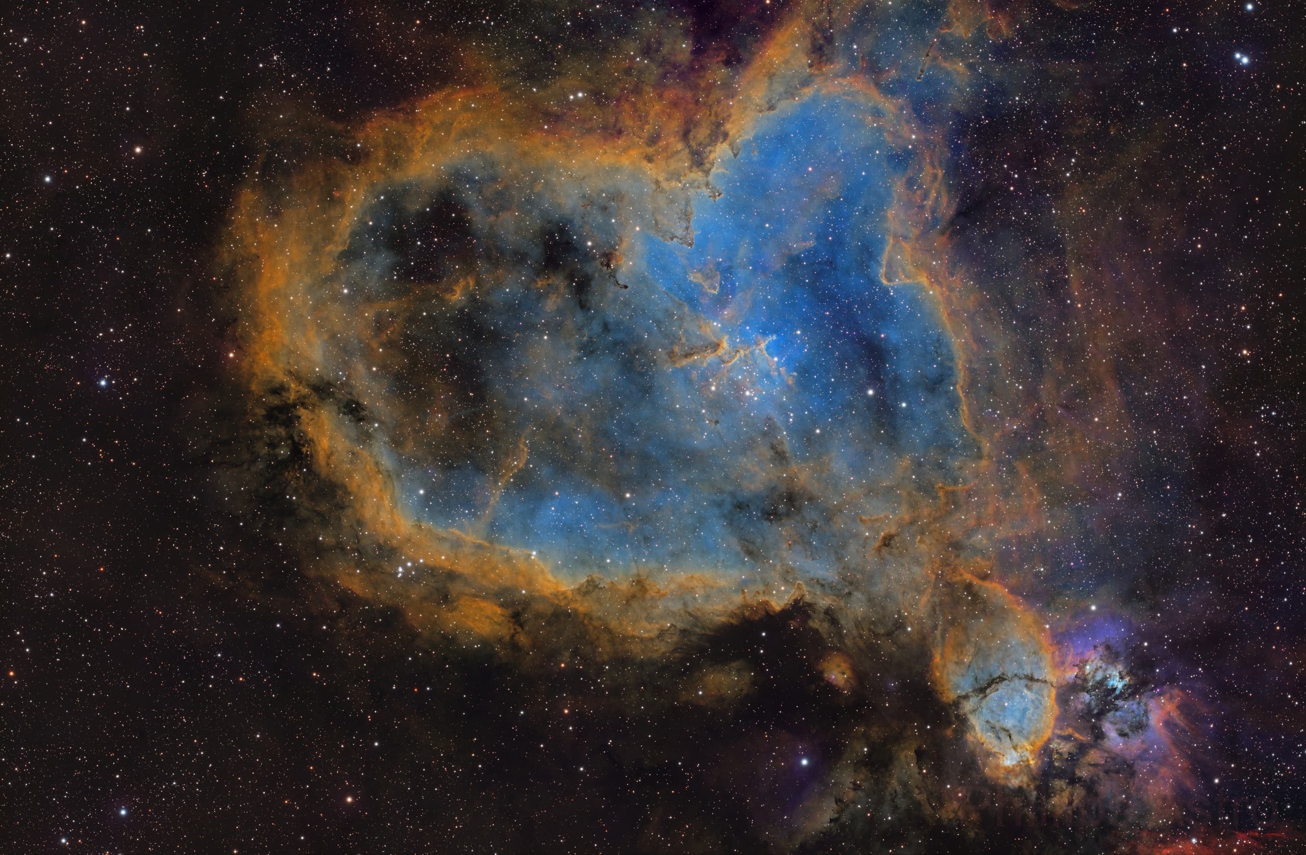 IC 1805 – The Heart Nebula (SHO with RGB stars)